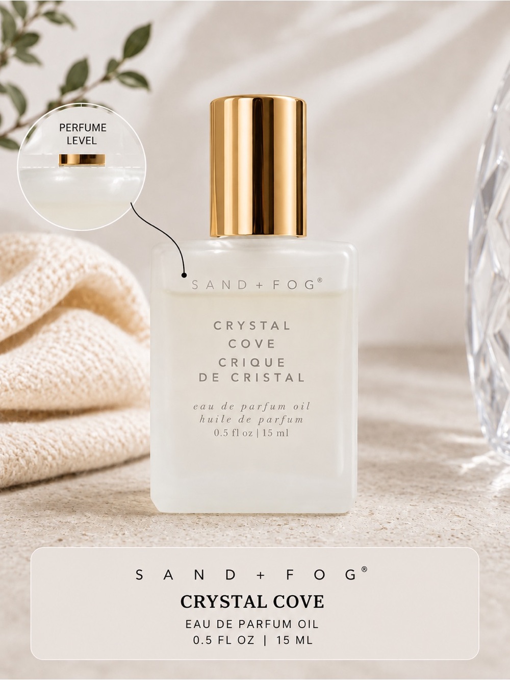 Sand + Fog Crystal Cove Perfume Oil 15ml | Clean Fresh Fragrance | Used